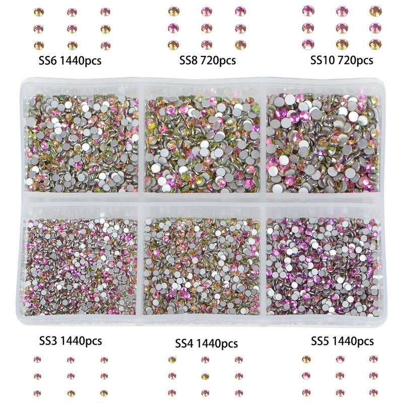 Bymitel 7200PCS Art Nail Rhinestones non Hotfix non-magnetic Glue Fix Round Crystals Glass Flatback for DIY Jewelry Making with one Picking Pen (6-Sizes 7200PCS  Golden Rose) - Image 2